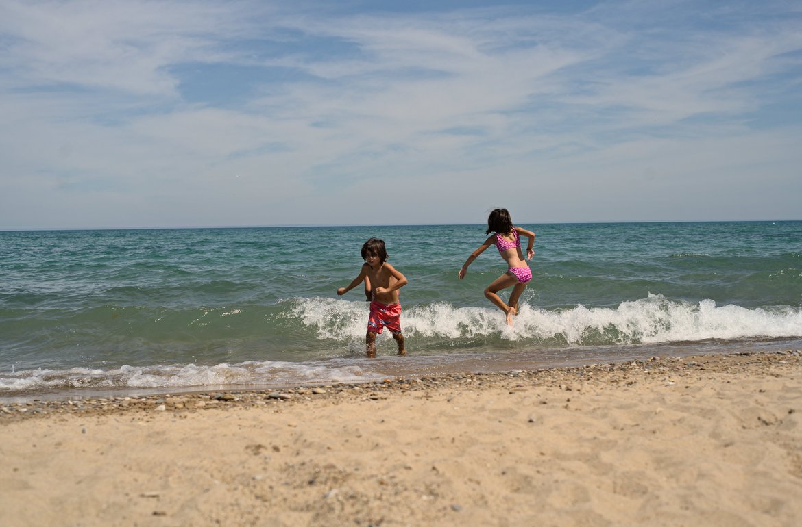 swimming in the cold waters of Lake Michigan photographed by Scott Gilbertson