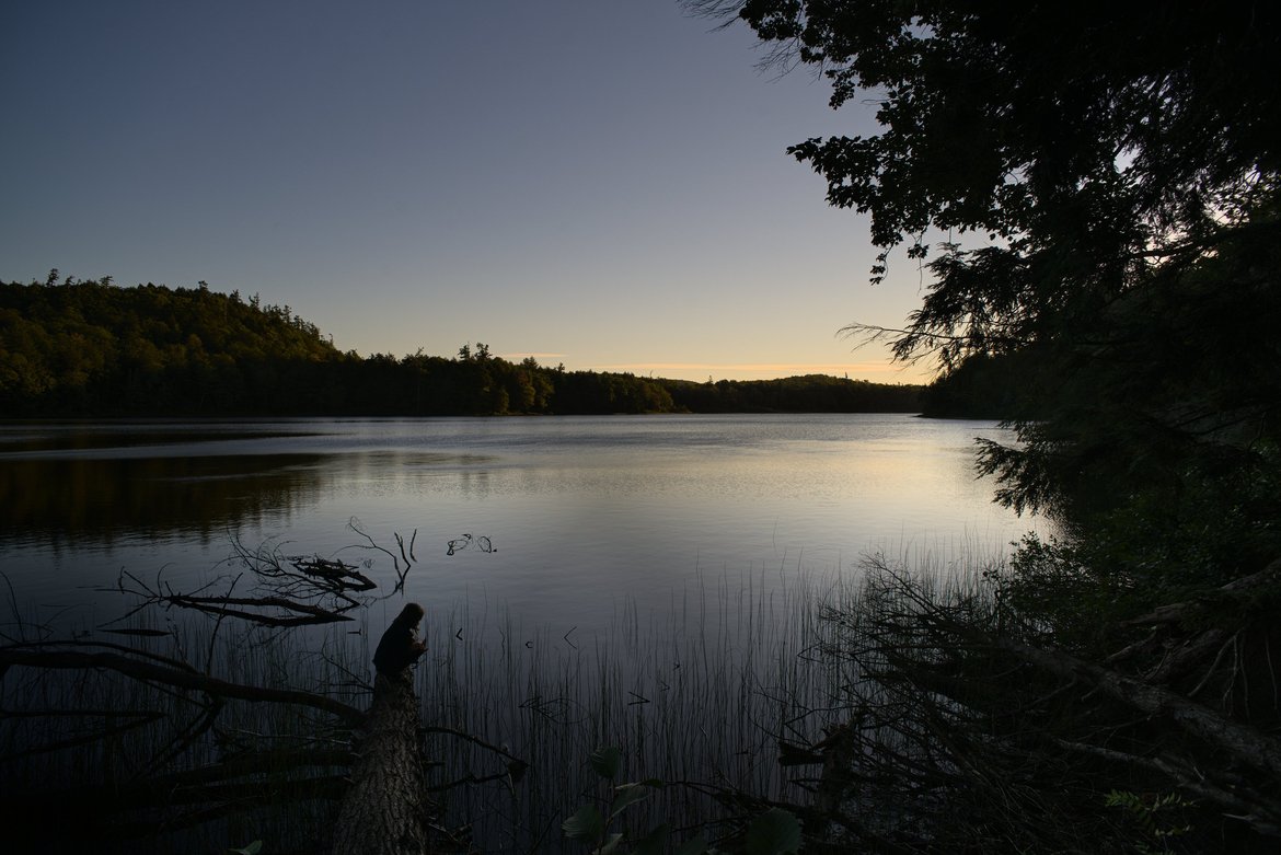Sunset over mirror lake, porcupine mountains, mi photographed by luxagraf