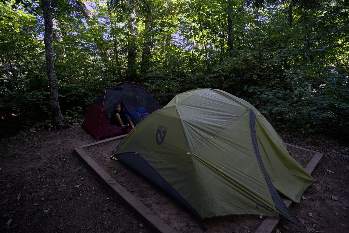 tent at campsite, porcupine mountains, mi photographed by luxagraf