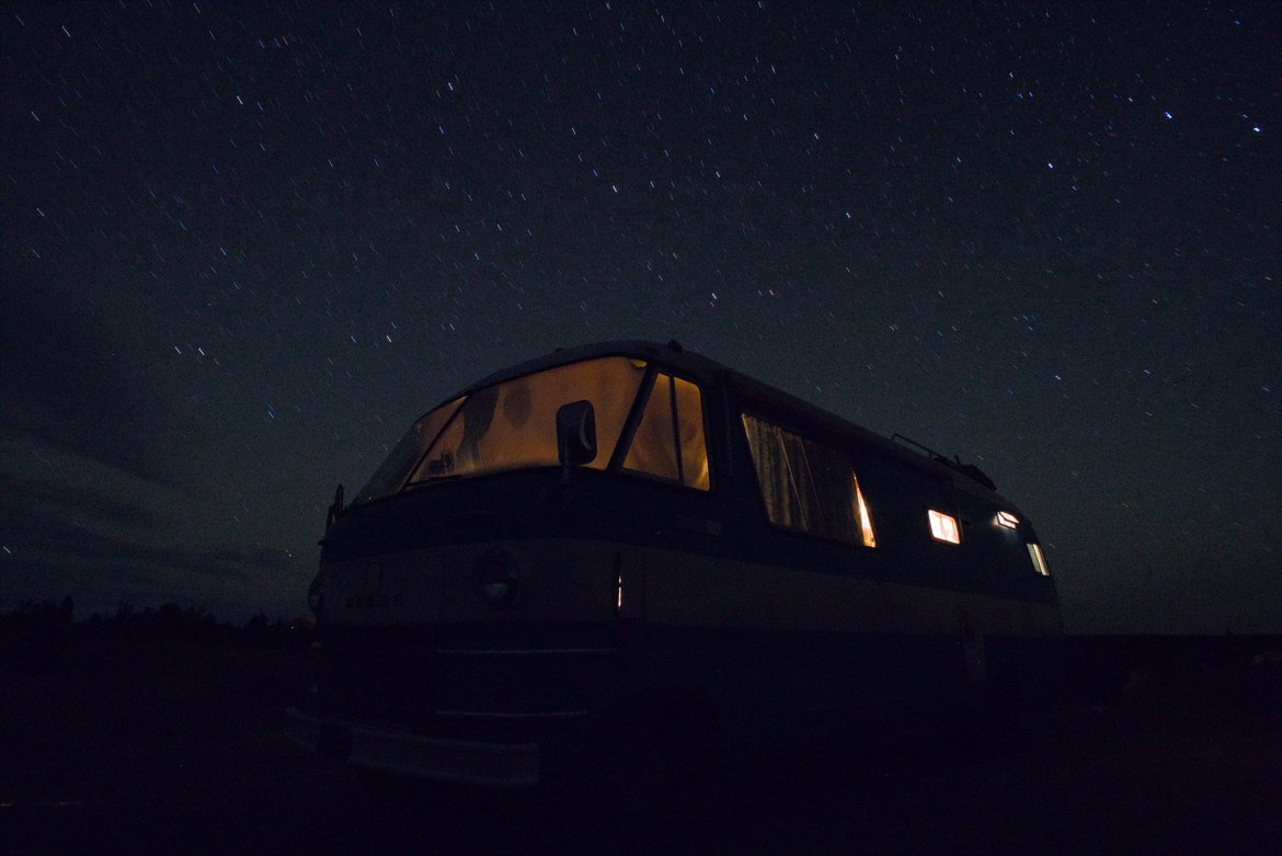 bus by starlight photographed by luxagraf