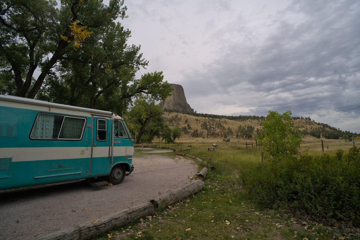 The bus at devil's tower photographed by luxagraf