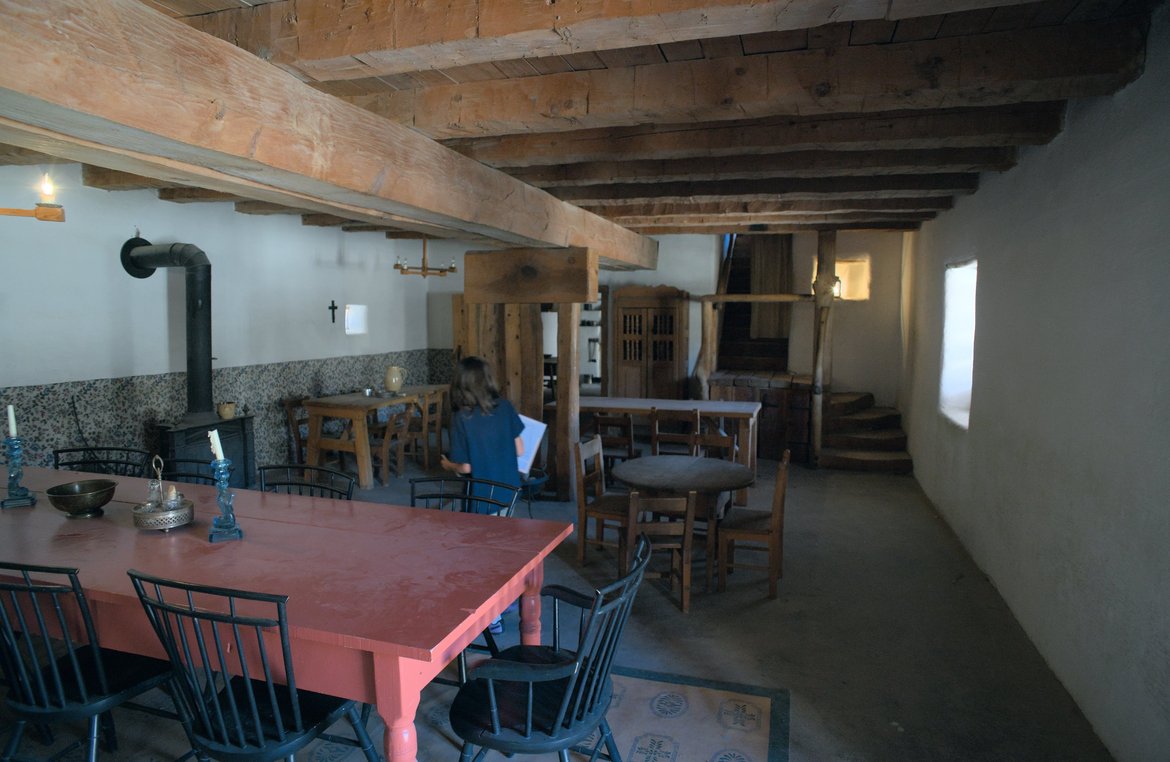 communal dining room, bent's old fort photographed by luxagraf