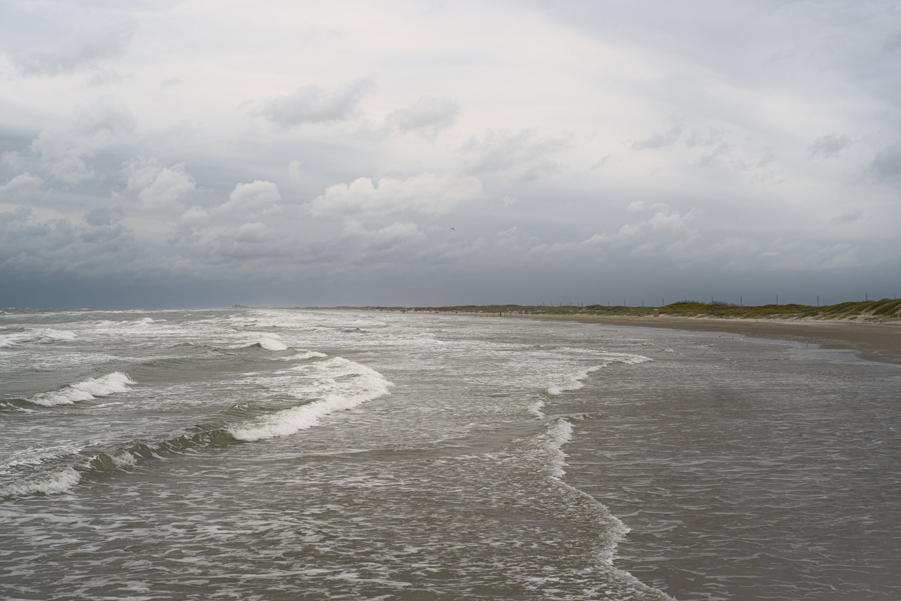 rainy day at the beach, mustang island photographed by luxagraf