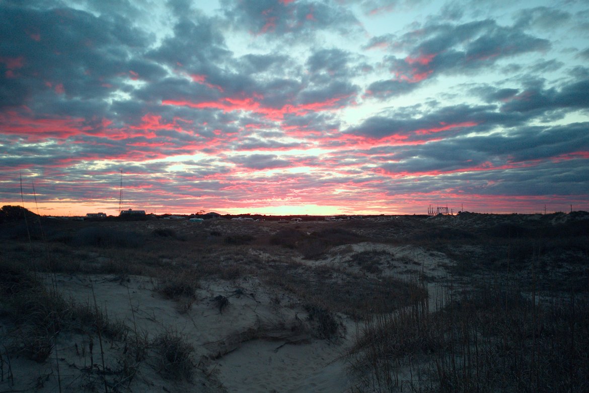 sunset over the campground, oregon inlet, north carolina photographed by luxagraf