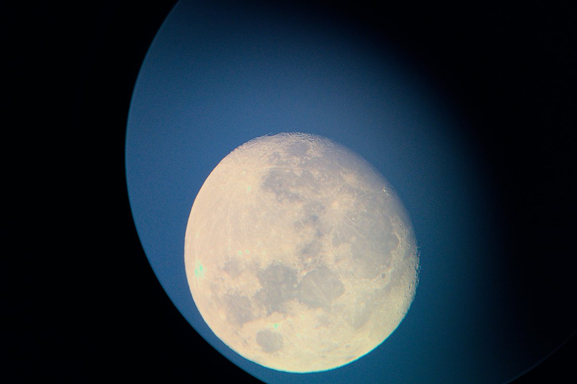moon through telescope photographed by luxagraf