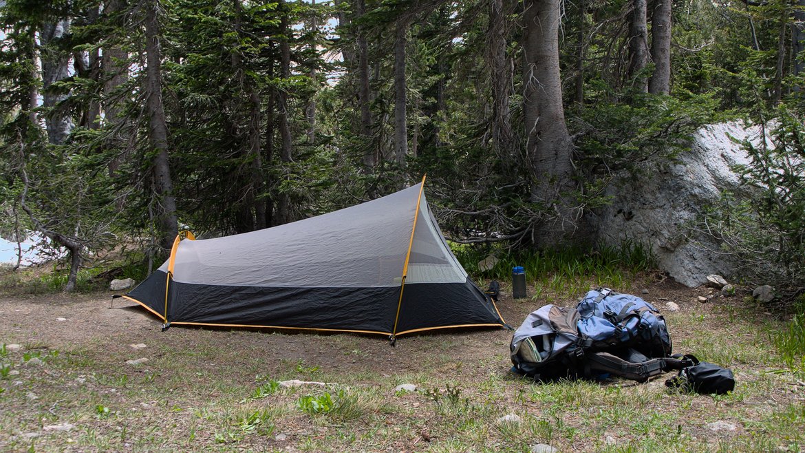 tent at campsite, grand tetons, WY photographed by luxagraf