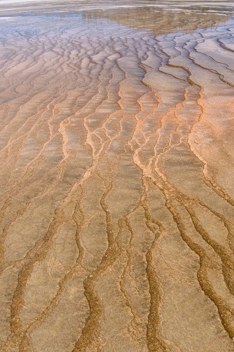 patterns in the sand, yellowstone national park photographed by luxagraf