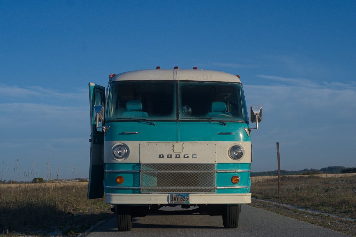 The bus in the early morning light, Fort Pickens photographed by luxagraf