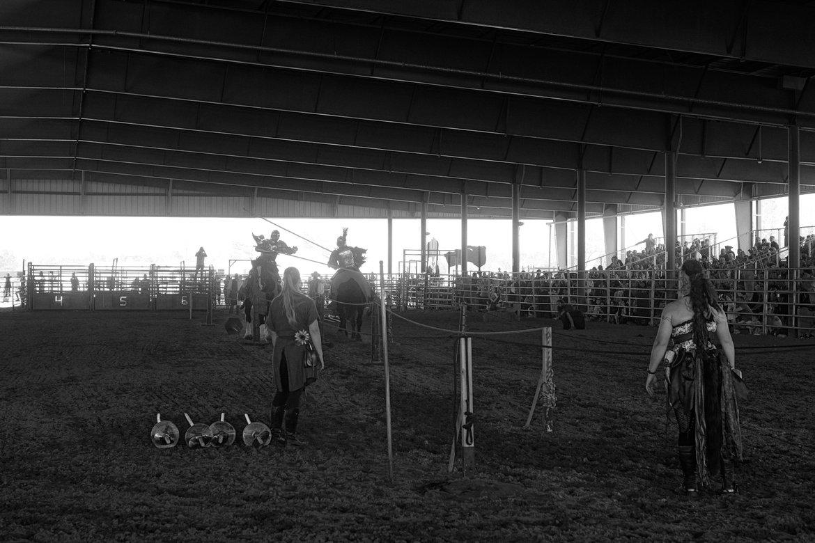 watching jousting at the pensacola Renaissance Fair photographed by luxagraf