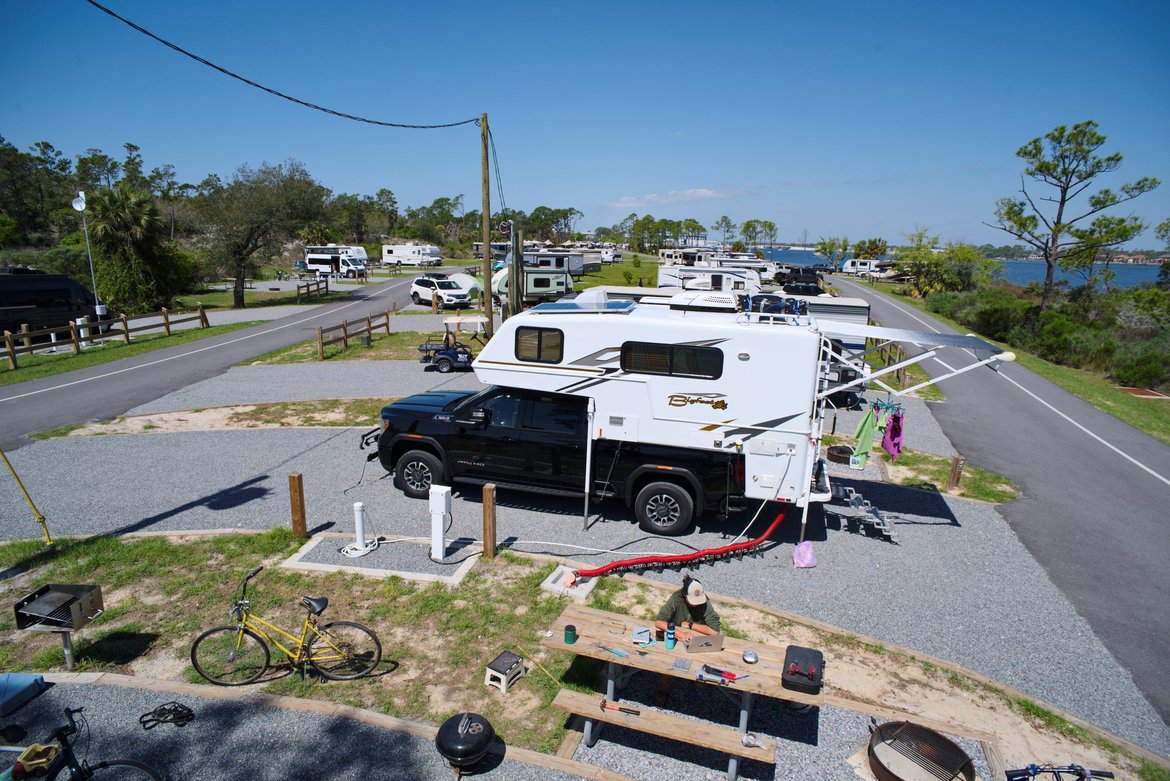 crowded campsites at st andrews photographed by luxagraf