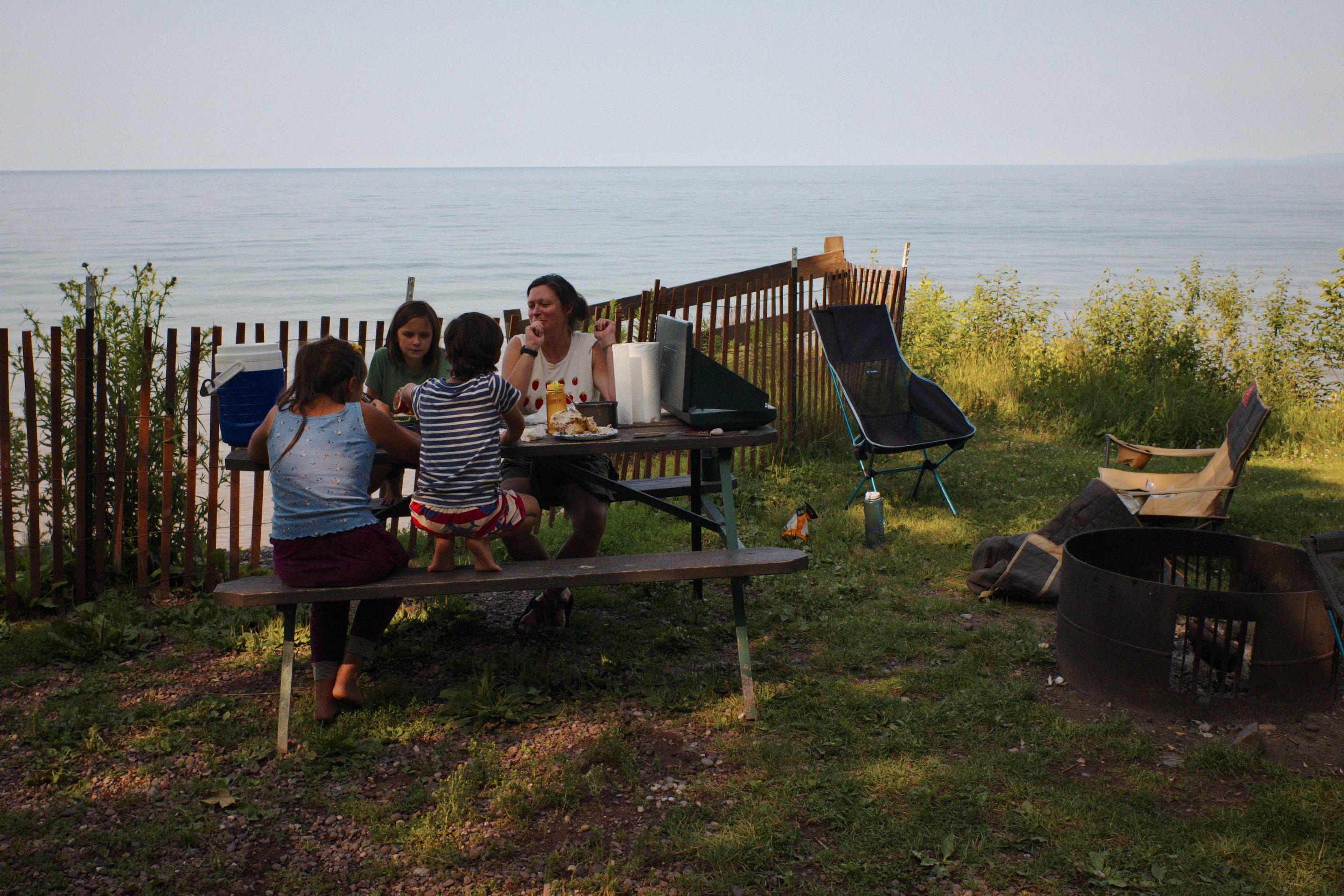 Dinner at our campsite overlooking Lake Superior photographed by luxagraf