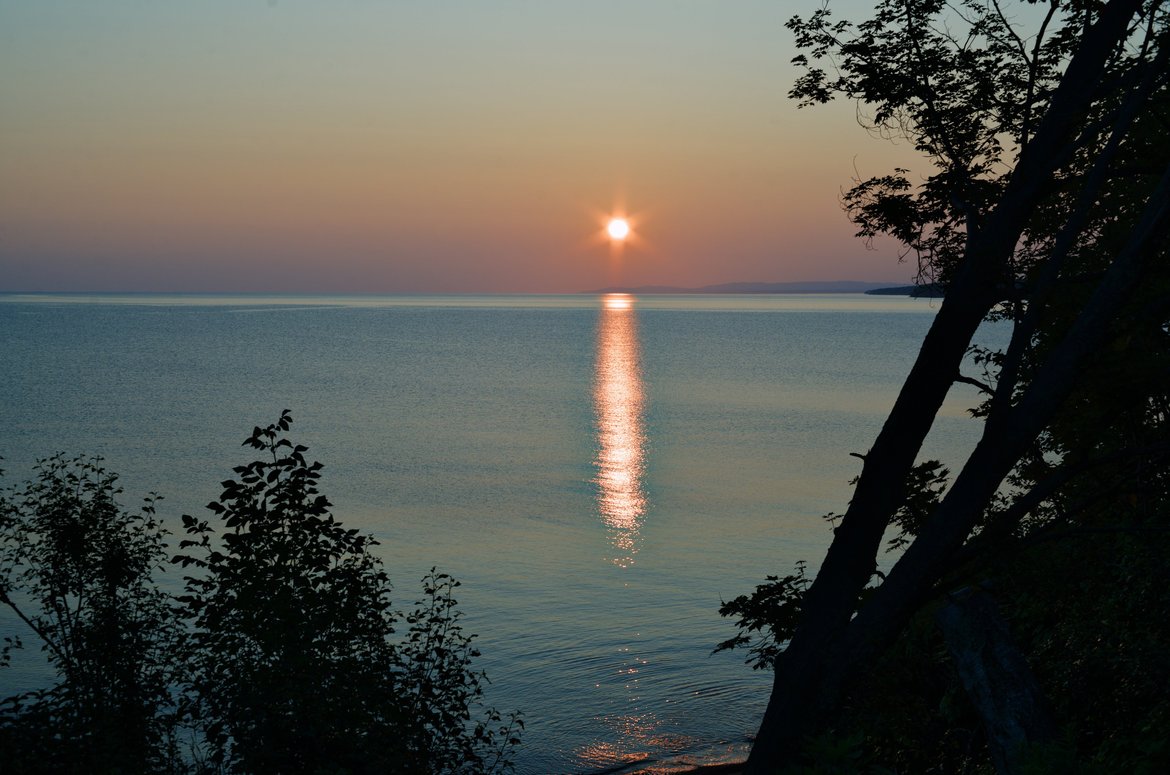 Sunrise over lake superior, little girl's point, MI photographed by luxagraf