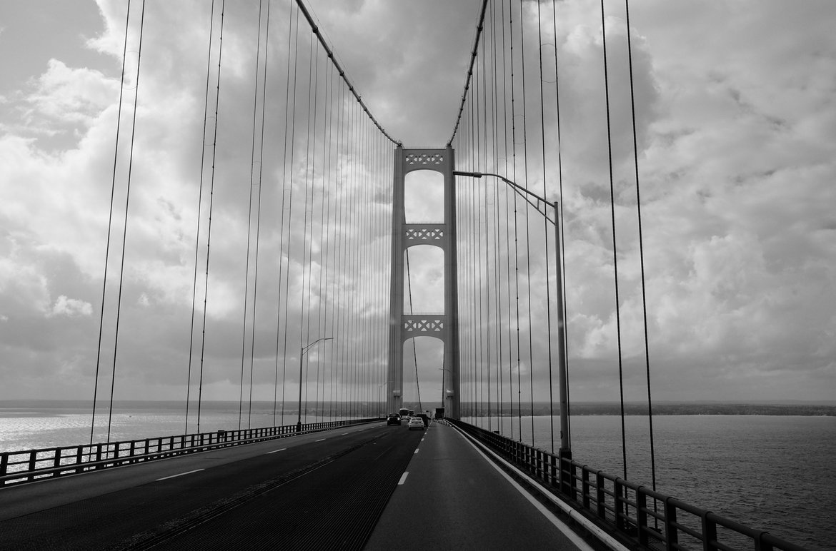 Driving over the Mackinaw bridge photographed by Scott Gilbertson