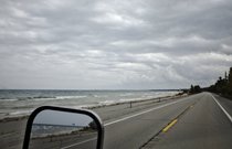 driving along the shore of lake Huron photographed by luxagraf