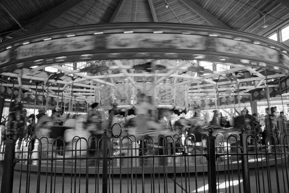 100 year old carousel,greenfield village photographed by luxagraf