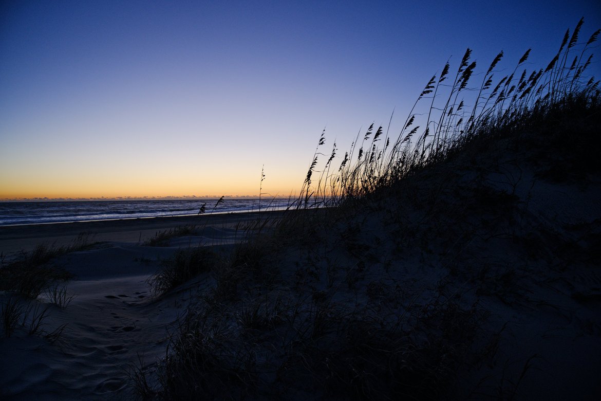 Sunrise from the dunes, oregon inlet, outer banks photographed by luxagraf