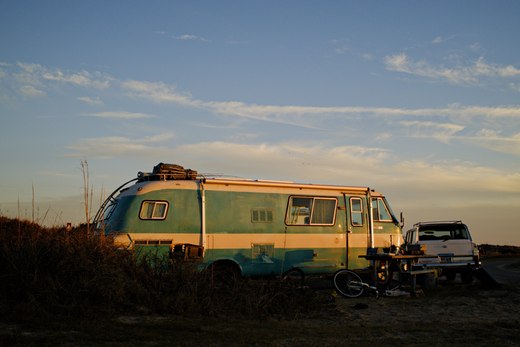 The bus at sunset, outer banks photographed by Scott Gilbertson