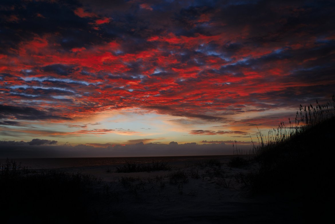 Sunrise from the dunes, oregon inlet, outer banks photographed by luxagraf