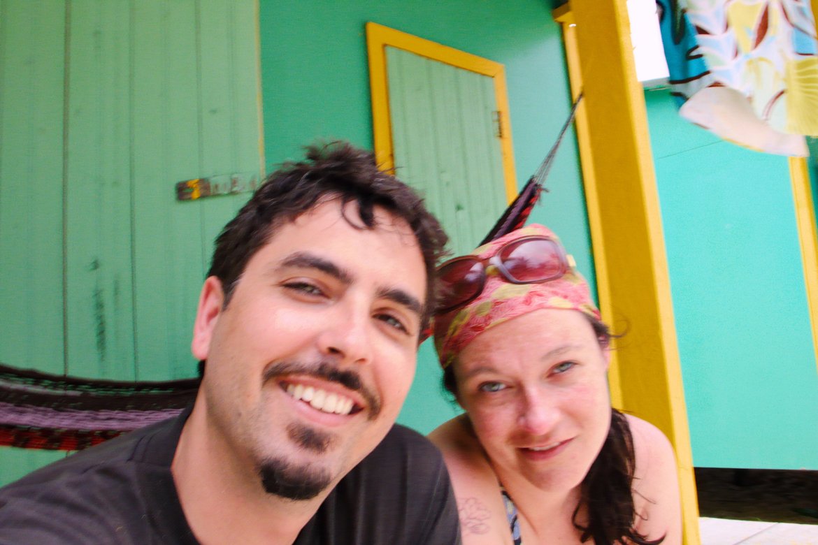 us on the porch of casa iguana cabin photographed by luxagraf