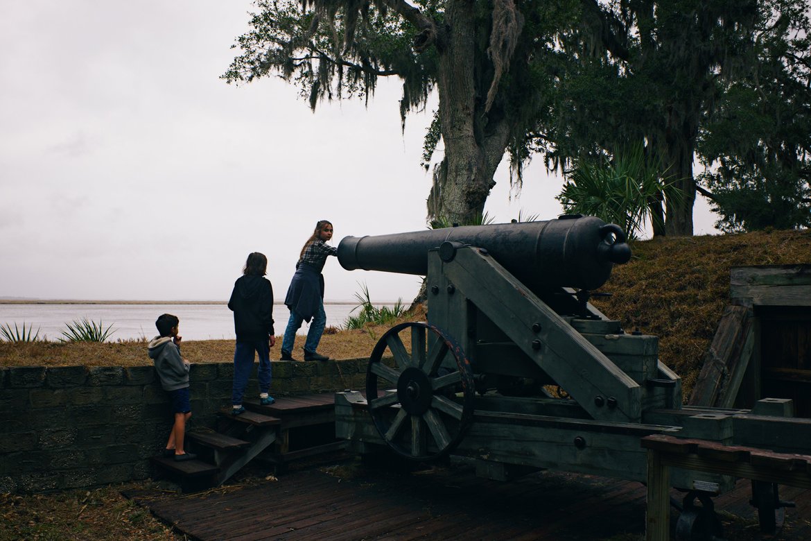 cannon overlooking the river, fort mcallister photographed by luxagraf