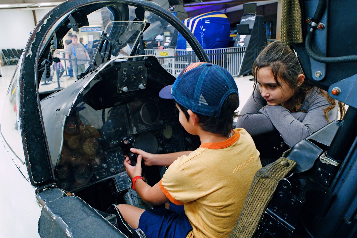 kids in the cockpit of an F-4 phantom photographed by luxagraf