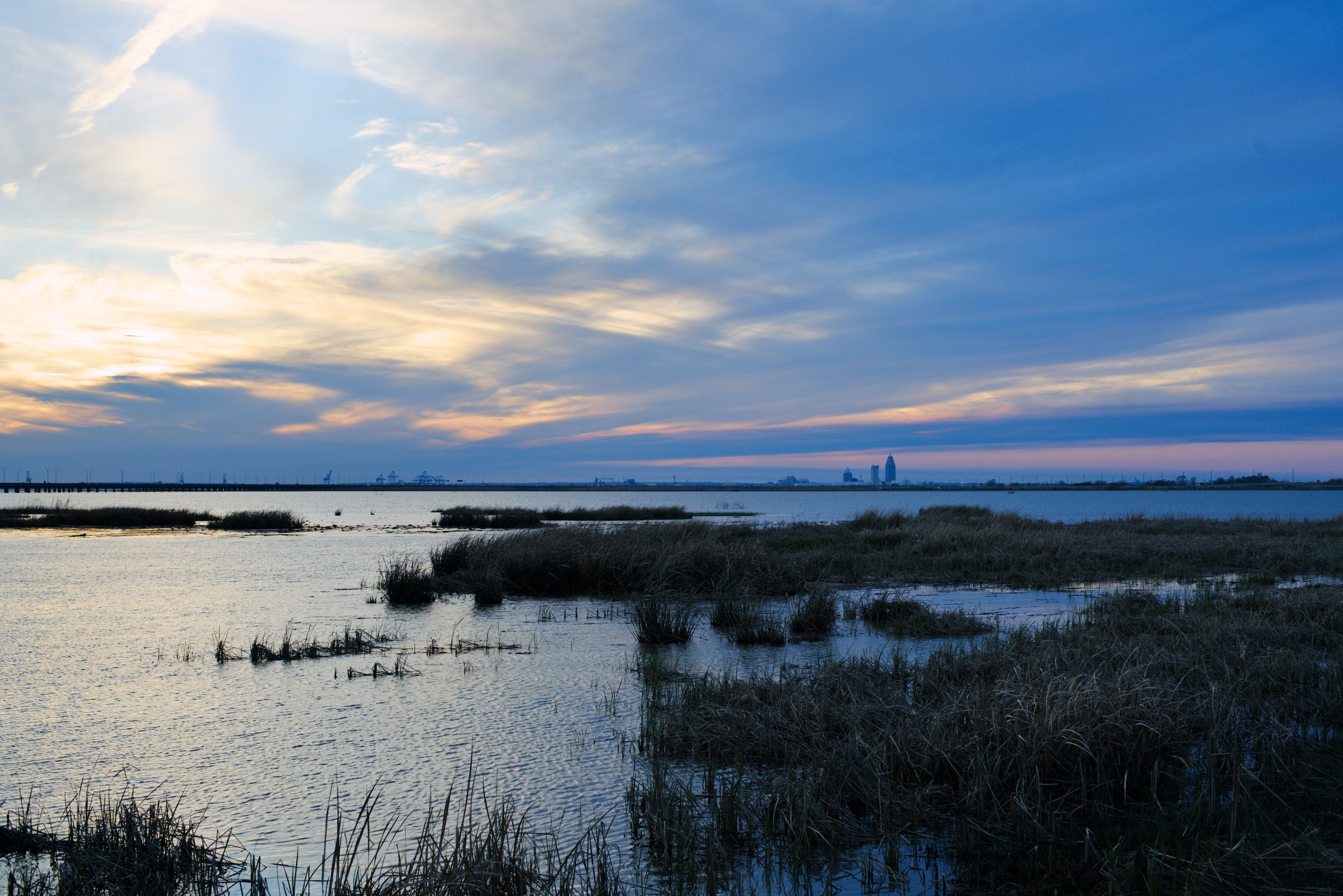 sunset over mobile bay photographed by luxagraf