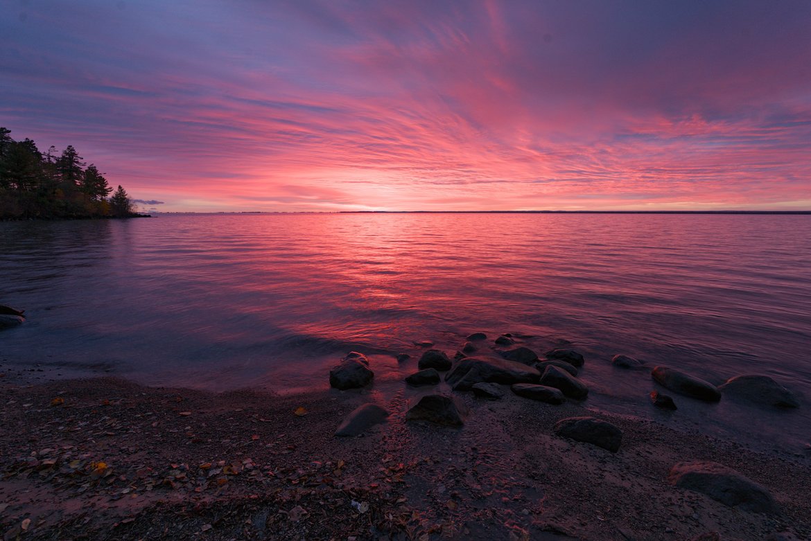 Sunrise on lake superior, washburn, wi photographed by luxagraf