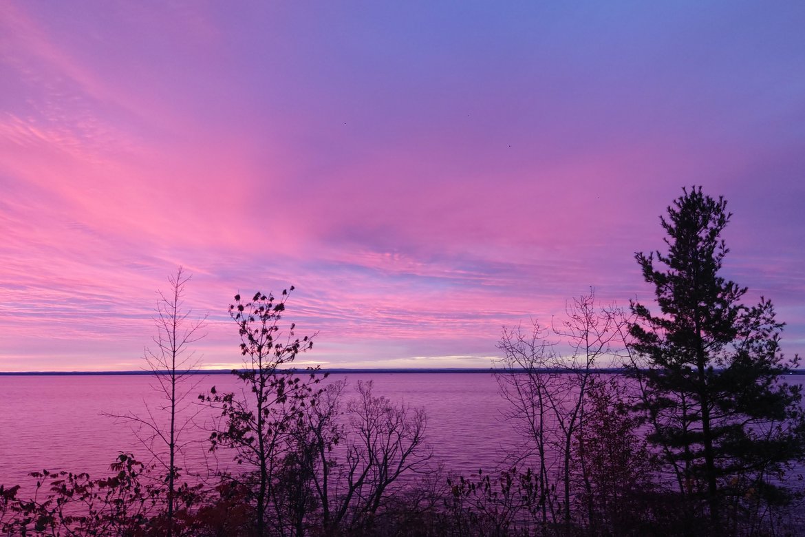 Sunrise over lake superior, washburn, wi photographed by luxagraf