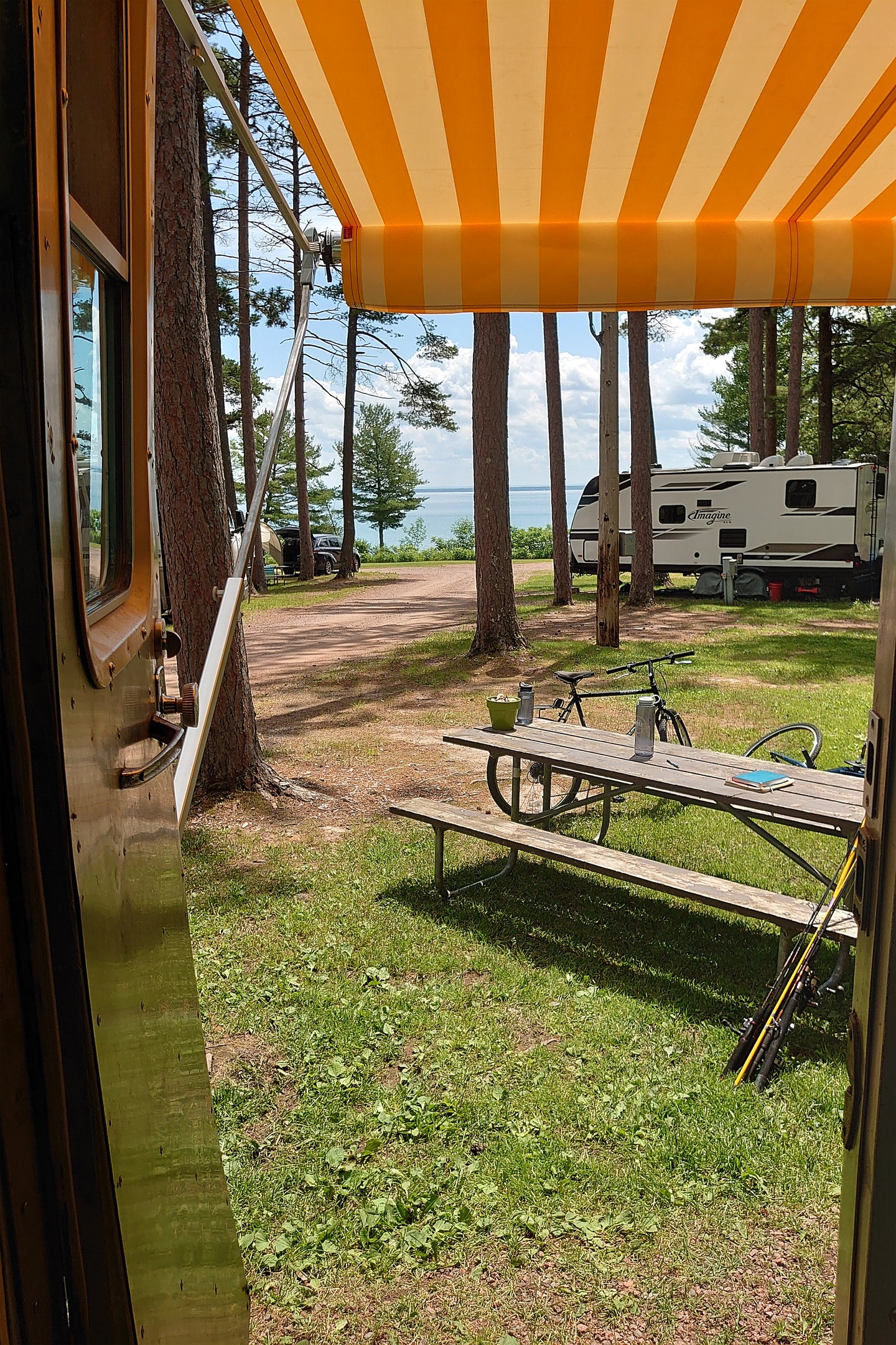 Looking out the door of the bus, Washburn, WI by Scott Gilbertson