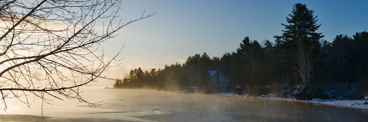 steaming frosty sunrise over the lake shore photographed by Scott Gilbertson