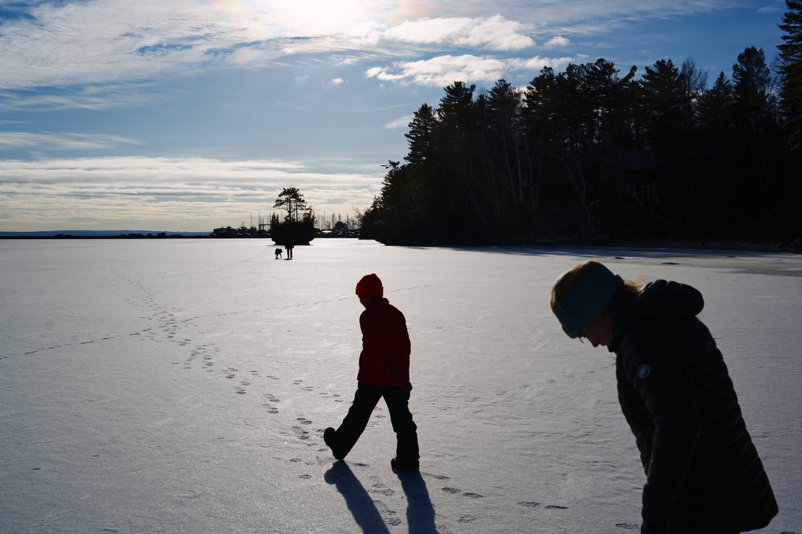 walking on the ice off memorial park photographed by Scott Gilbertson