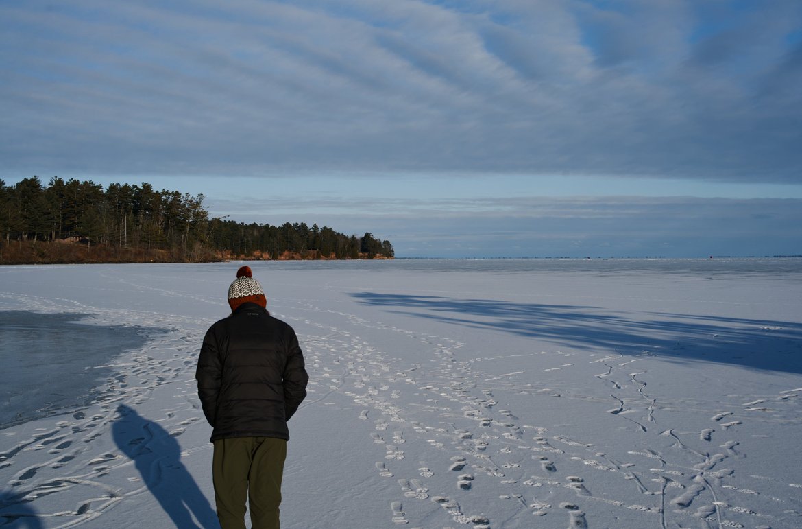 walking on the ice off memorial park photographed by Scott Gilbertson