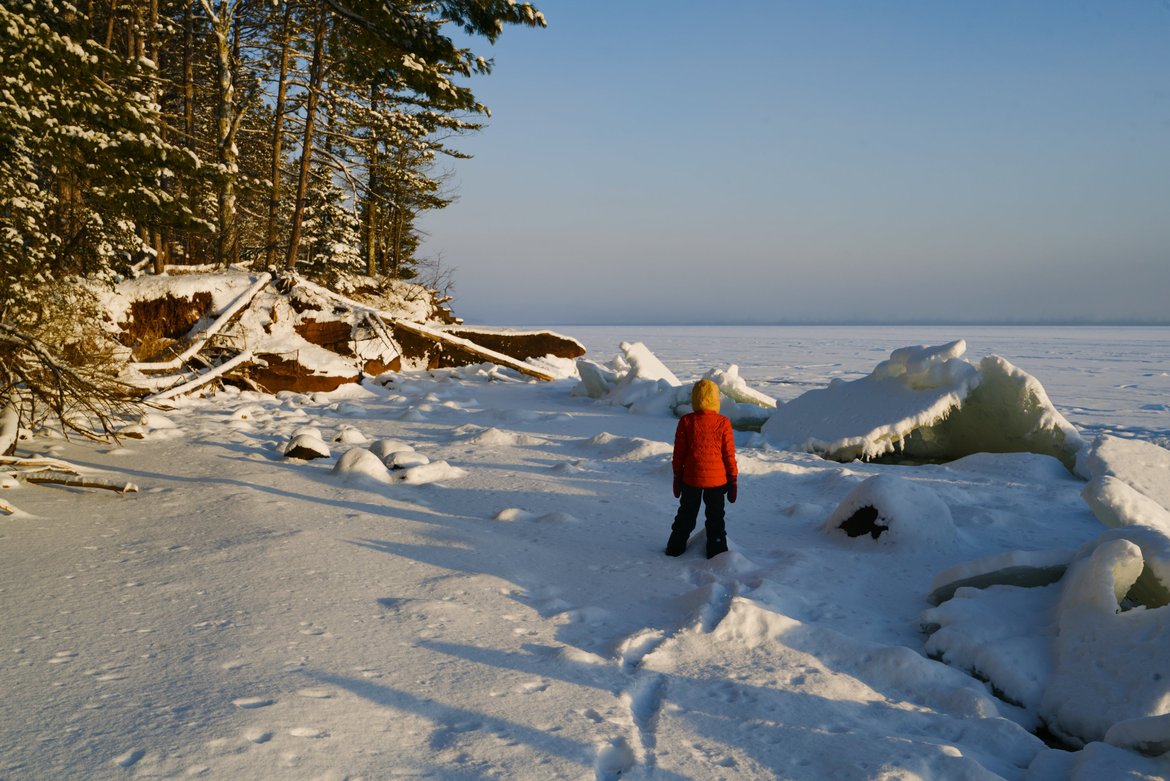 ice ridges near the shore photographed by Scott Gilbertson