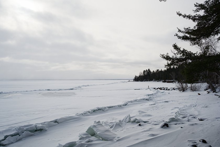 snowy lakeshore by Scott Gilbertson
