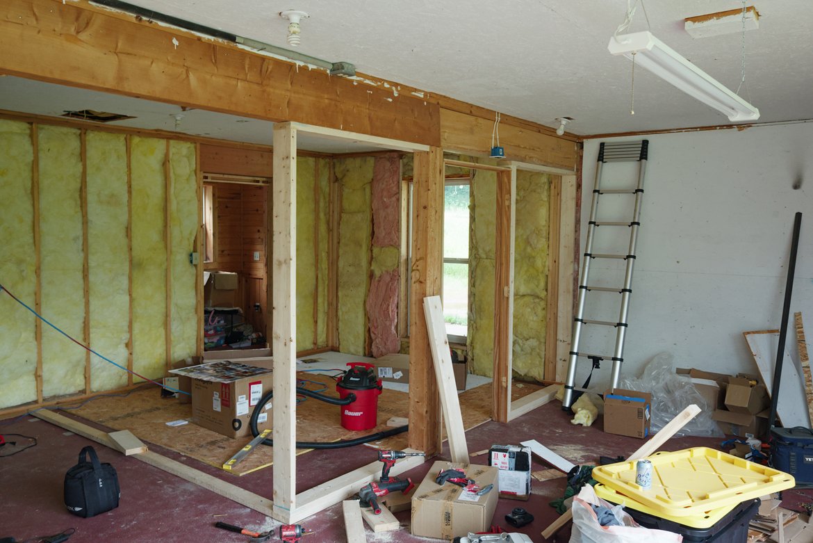 framing new walls for an additional bedroom in our house photographed by Scott Gilbertson
